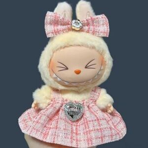 Labubu Light Pink Orange Dress Head Bow Luxury Designer Inspired Outfit Dress